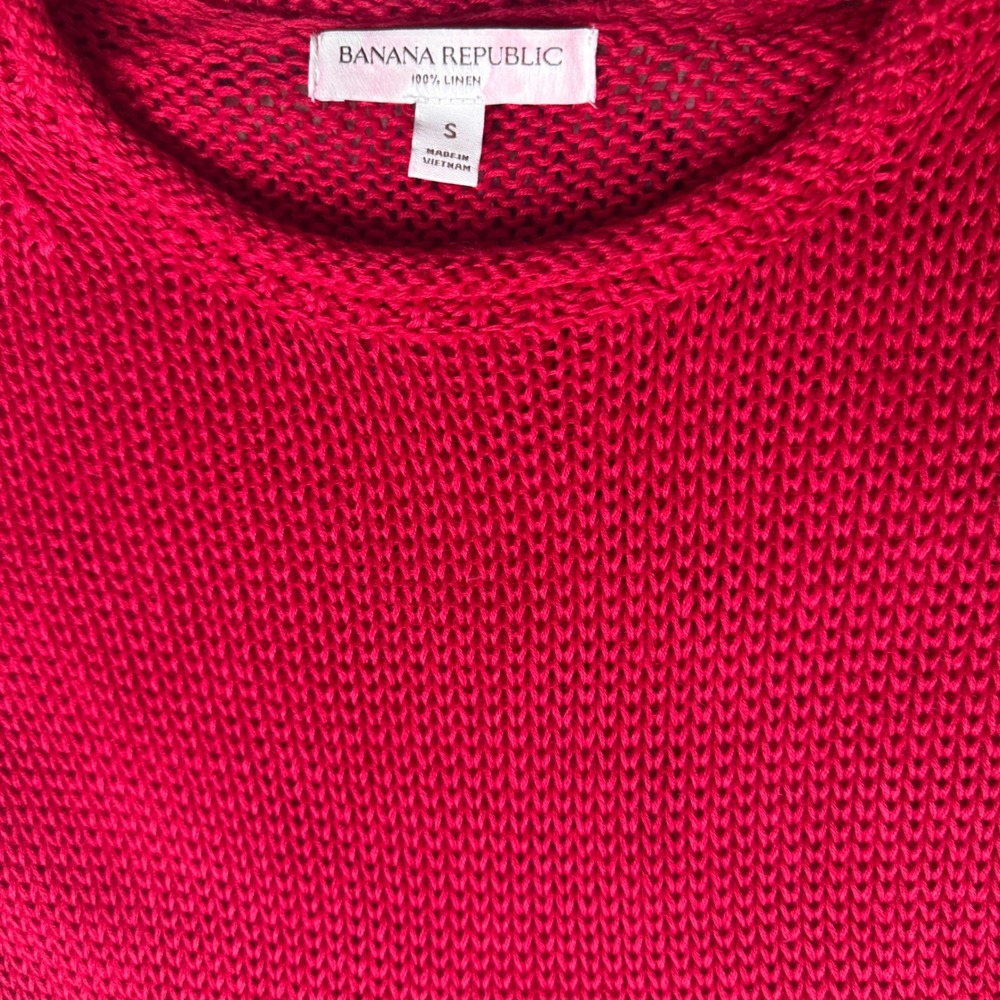 Banana republic HEIRLOOM LINEN SWEATER TEE in red sze small rollneck - Picture 5 of 6